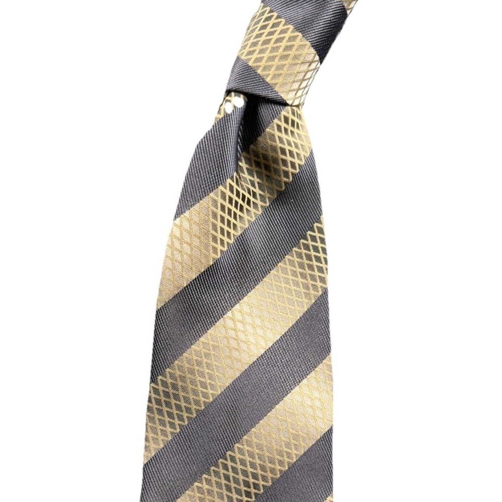 Pavone 100% Silk Tie Mens One Size Gray Striped Pointed Made In Italy Necktie‎